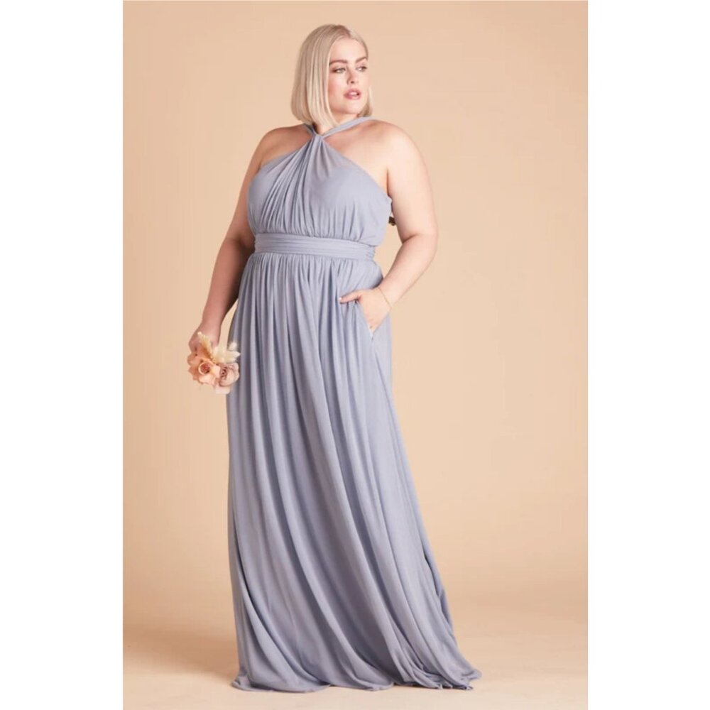 New Birdy Grey Kiko Dress Dusty Blue Sz L Womens Bridesmaid Formal Prom